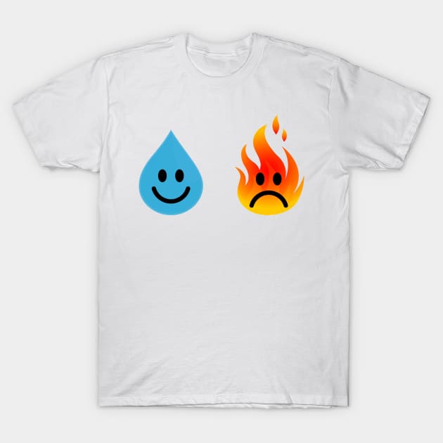 Water N Fire smile and sad T-Shirt by YellowLion